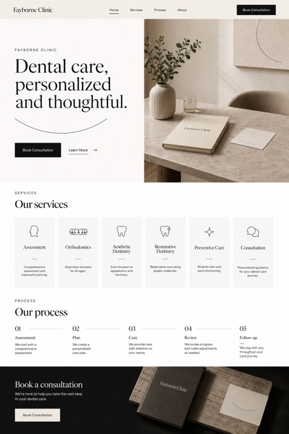 Healthcare website design for United States, showing a clear opening, service information, supporting content, and a focused inquiry action.