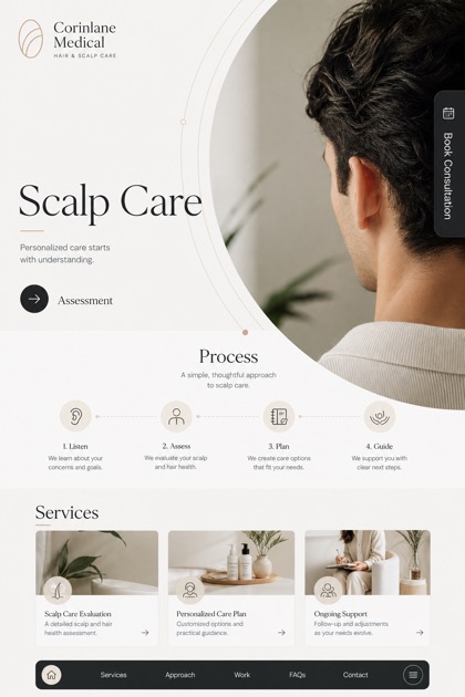 Healthcare website design for United States, showing a clear opening, service information, supporting content, and a focused inquiry action.