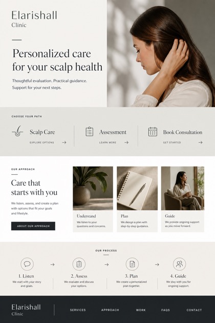 Healthcare website design for United States, showing a clear opening, service information, supporting content, and a focused inquiry action.