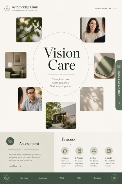 Healthcare website design for United States, showing a clear opening, service information, supporting content, and a focused inquiry action.