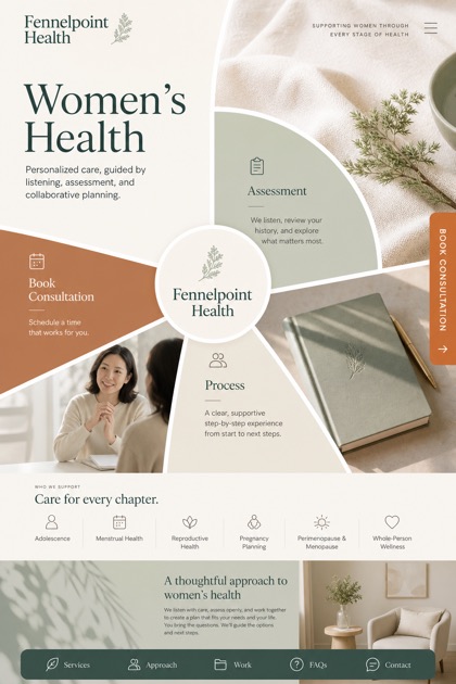 Healthcare website design for United States, showing a clear opening, service information, supporting content, and a focused inquiry action.