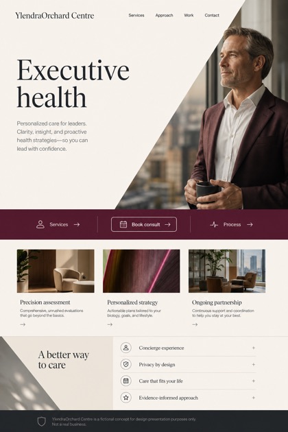 Healthcare website design for United States, showing a clear opening, service information, supporting content, and a focused inquiry action.