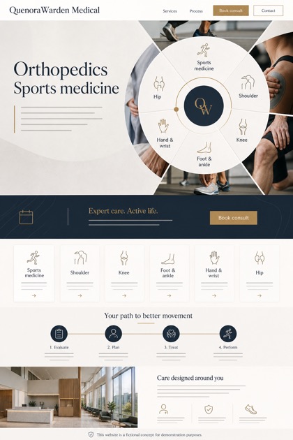 Healthcare website design for United States, showing a clear opening, service information, supporting content, and a focused inquiry action.