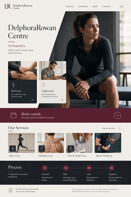 Healthcare website design for United States, showing a clear opening, service information, supporting content, and a focused inquiry action.