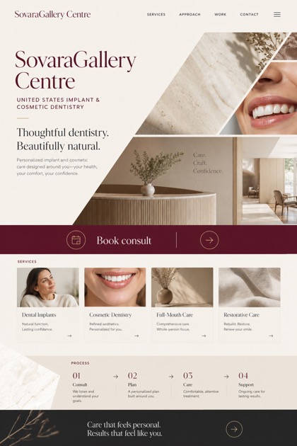 Healthcare website design for United States, showing a clear opening, service information, supporting content, and a focused inquiry action.