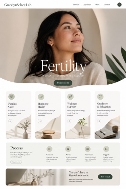 Healthcare website design for United States, showing a clear opening, service information, supporting content, and a focused inquiry action.