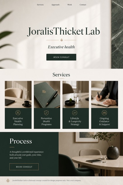 Healthcare website design for United States, showing a clear opening, service information, supporting content, and a focused inquiry action.