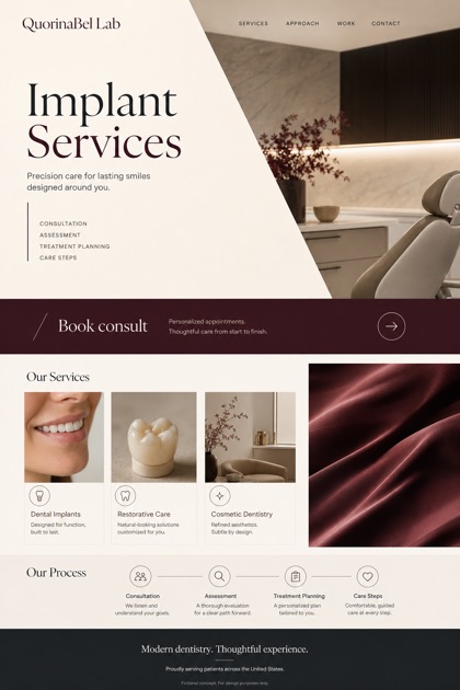 Healthcare website design for United States, showing a clear opening, service information, supporting content, and a focused inquiry action.