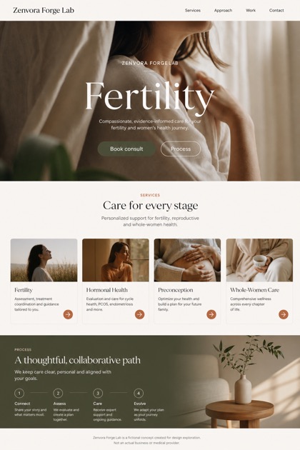 Healthcare website design for United States, showing a clear opening, service information, supporting content, and a focused inquiry action.