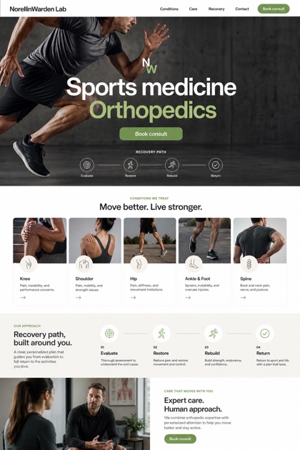 Healthcare website design for United States, showing a clear opening, service information, supporting content, and a focused inquiry action.