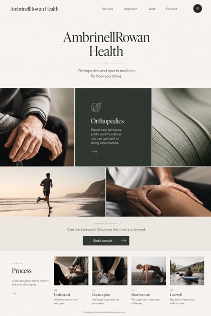 Healthcare website design for United States, showing a clear opening, service information, supporting content, and a focused inquiry action.