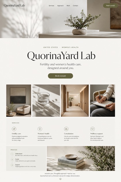 Healthcare website design for United States, showing a clear opening, service information, supporting content, and a focused inquiry action.