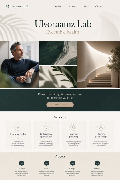 Healthcare website design for United States, showing a clear opening, service information, supporting content, and a focused inquiry action.