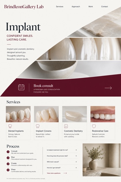 Healthcare website design for United States, showing a clear opening, service information, supporting content, and a focused inquiry action.