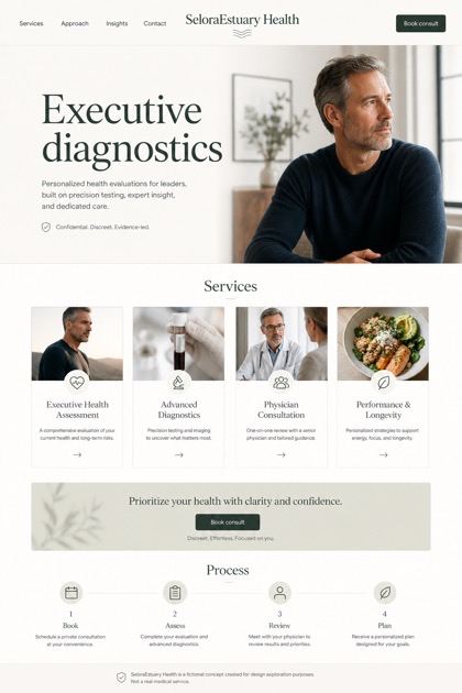 Healthcare website design for United States, showing a clear opening, service information, supporting content, and a focused inquiry action.