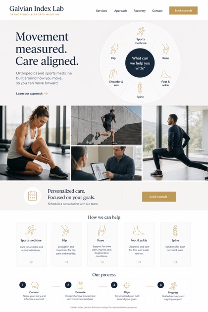 Healthcare website design for United States, showing a clear opening, service information, supporting content, and a focused inquiry action.