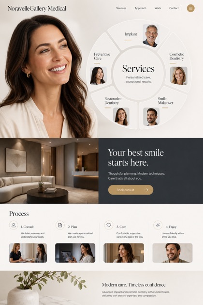 Healthcare website design for United States, showing a clear opening, service information, supporting content, and a focused inquiry action.