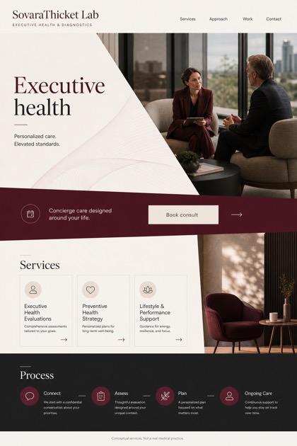Healthcare website design for United States, showing a clear opening, service information, supporting content, and a focused inquiry action.