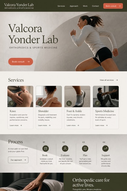 Healthcare website design for United States, showing a clear opening, service information, supporting content, and a focused inquiry action.