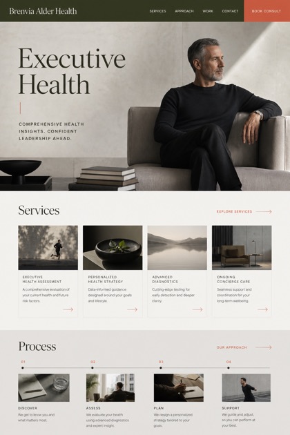 Healthcare website design for United States, showing a clear opening, service information, supporting content, and a focused inquiry action.
