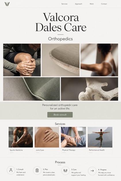 Healthcare website design for United States, showing a clear opening, service information, supporting content, and a focused inquiry action.