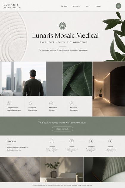 Healthcare website design for United States, showing a clear opening, service information, supporting content, and a focused inquiry action.
