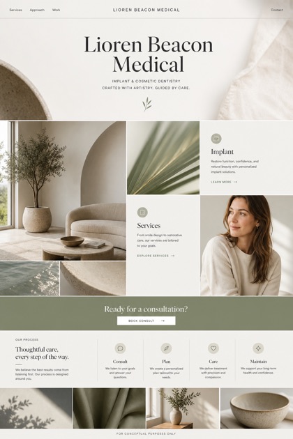 Healthcare website design for United States, showing a clear opening, service information, supporting content, and a focused inquiry action.