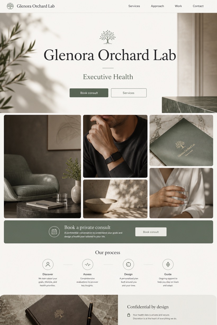 Healthcare website design for United States, showing a clear opening, service information, supporting content, and a focused inquiry action.