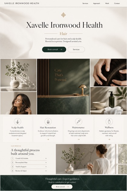 Healthcare website design for United States, showing a clear opening, service information, supporting content, and a focused inquiry action.