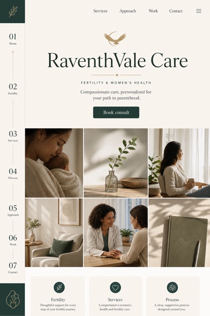 Healthcare website design for United States, showing a clear opening, service information, supporting content, and a focused inquiry action.