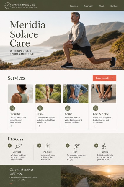 Healthcare website design for United States, showing a clear opening, service information, supporting content, and a focused inquiry action.