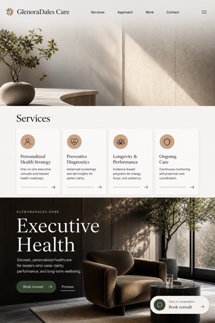 Healthcare website design for United States, showing a clear opening, service information, supporting content, and a focused inquiry action.