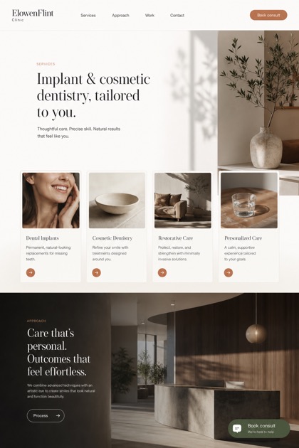 Healthcare website design for United States, showing a clear opening, service information, supporting content, and a focused inquiry action.