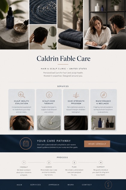 Healthcare website design for United States, showing a clear opening, service information, supporting content, and a focused inquiry action.