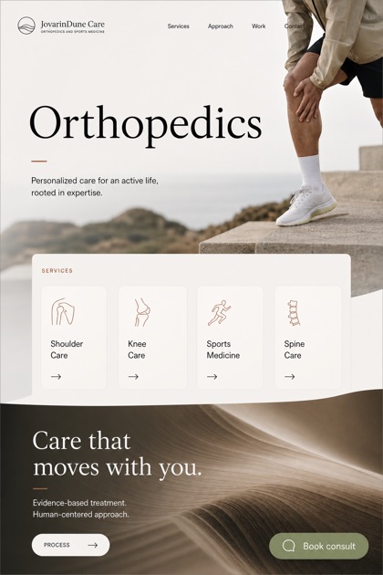 Healthcare website design for United States, showing a clear opening, service information, supporting content, and a focused inquiry action.