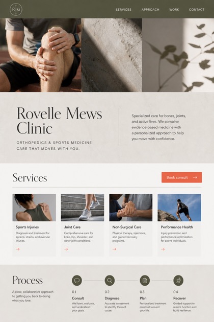 Healthcare website design for United States, showing a clear opening, service information, supporting content, and a focused inquiry action.