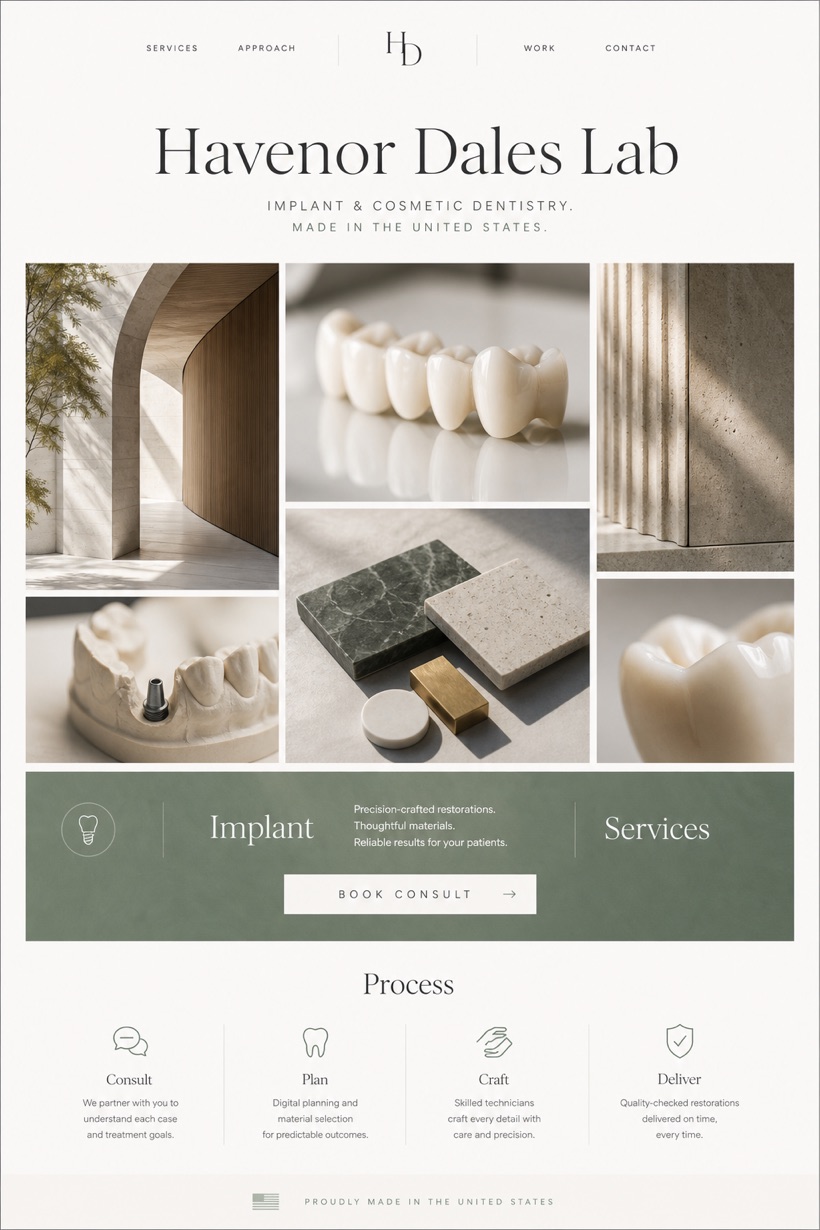 Healthcare website design for United States, showing a clear opening, service information, supporting content, and a focused inquiry action.