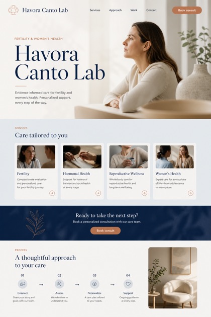 Healthcare website design for United States, showing a clear opening, service information, supporting content, and a focused inquiry action.