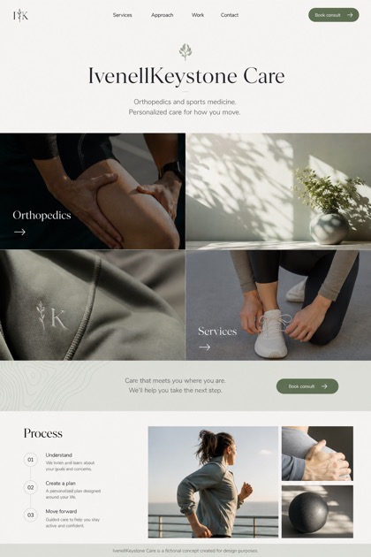 Healthcare website design for United States, showing a clear opening, service information, supporting content, and a focused inquiry action.