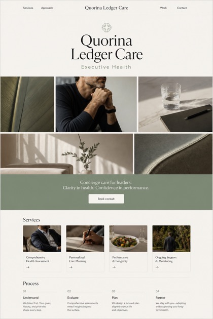 Healthcare website design for United States, showing a clear opening, service information, supporting content, and a focused inquiry action.