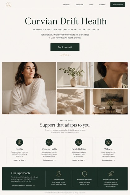 Healthcare website design for United States, showing a clear opening, service information, supporting content, and a focused inquiry action.