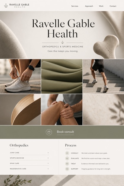 Healthcare website design for United States, showing a clear opening, service information, supporting content, and a focused inquiry action.
