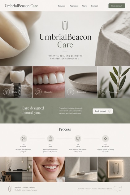 Healthcare website design for United States, showing a clear opening, service information, supporting content, and a focused inquiry action.