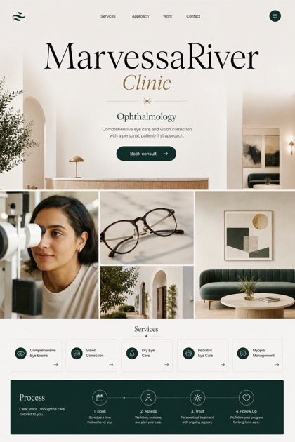 Healthcare website design for United States, showing a clear opening, service information, supporting content, and a focused inquiry action.