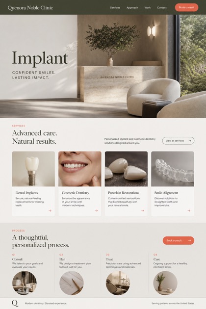 Healthcare website design for United States, showing a clear opening, service information, supporting content, and a focused inquiry action.