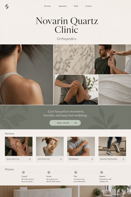 Healthcare website design for United States, showing a clear opening, service information, supporting content, and a focused inquiry action.