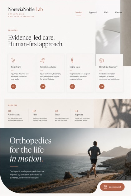 Healthcare website design for United States, showing a clear opening, service information, supporting content, and a focused inquiry action.