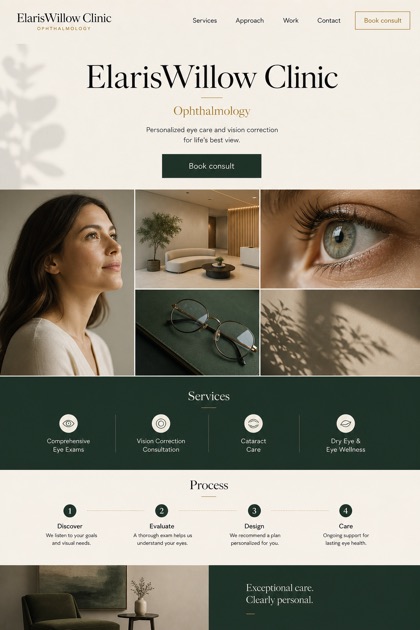 Healthcare website design for United States, showing a clear opening, service information, supporting content, and a focused inquiry action.