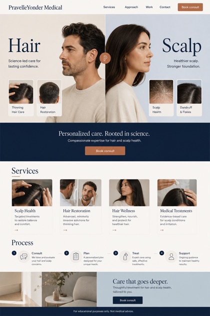 Healthcare website design for United States, showing a clear opening, service information, supporting content, and a focused inquiry action.