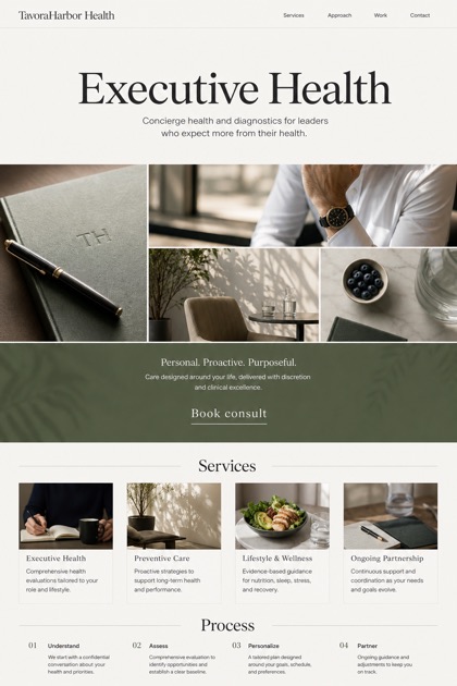 Healthcare website design for United States, showing a clear opening, service information, supporting content, and a focused inquiry action.